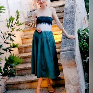 $248 New J.Crew Elegant Strapless Green and White Dip Dry Dress Sz 6